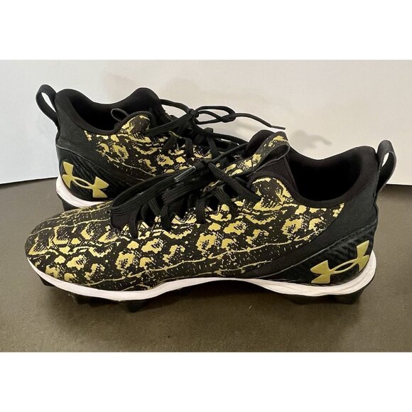 Under Armour Spotlight Lux Suede 2.0 Football Cleats Men’s US 10.5 Black & Gold - Picture 2 of 9